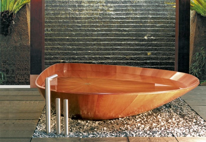 Badewannen aus Holzfurnier